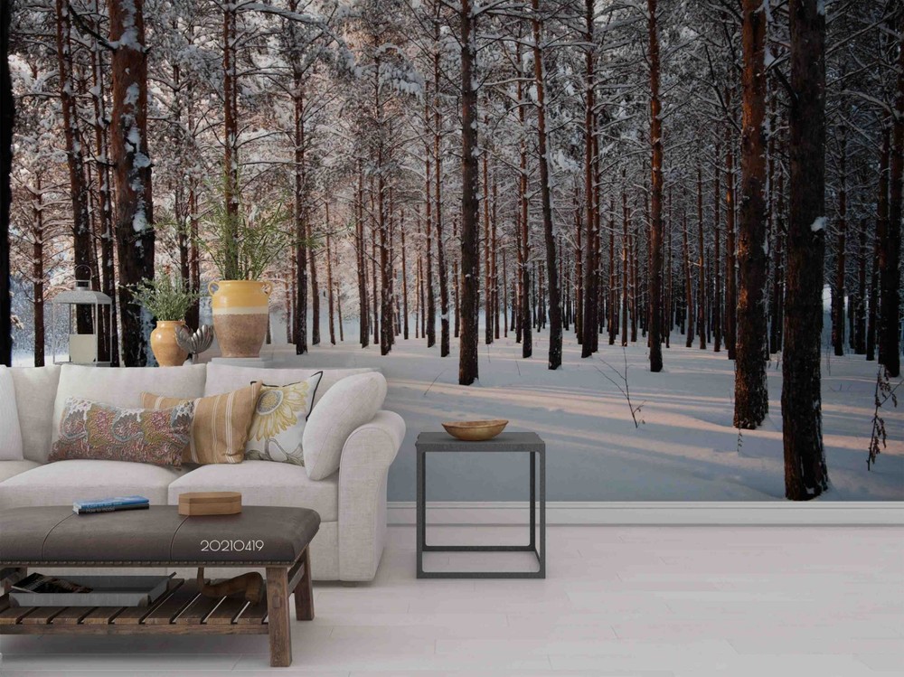 3D Forest Winter Landscape Wall Murals Wallpaper Murals Wall Sticker 5
