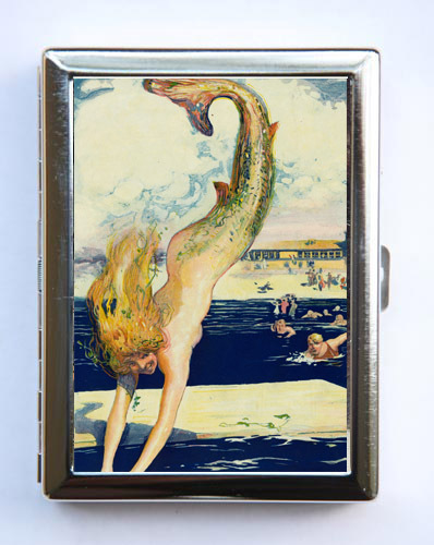 Art Deco Mermaid Diving Cigarette Case & Card Holder  