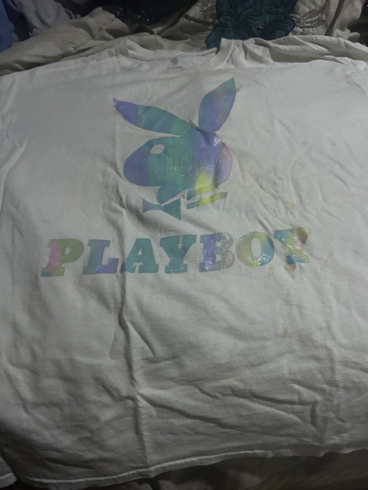 Playboy Bunny Logo Graphic Men's White Crew Neck Short Sleeve T-Shirt
