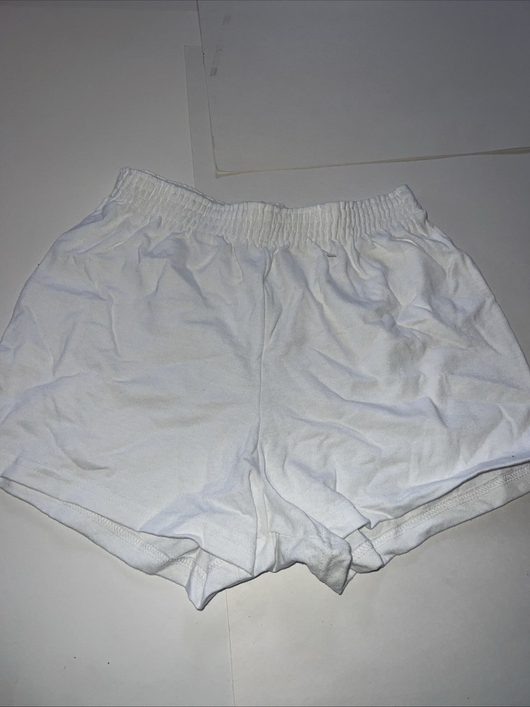 Soffe Womens Cheerleading Dance Gym Cheer Cotton Shorts White Sz M NEW