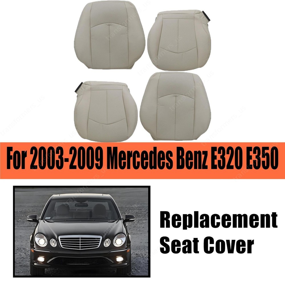 Front Both Bottom UPPER Leather Seat Covers Tan Fit For 2003–2009 Mercedes W211