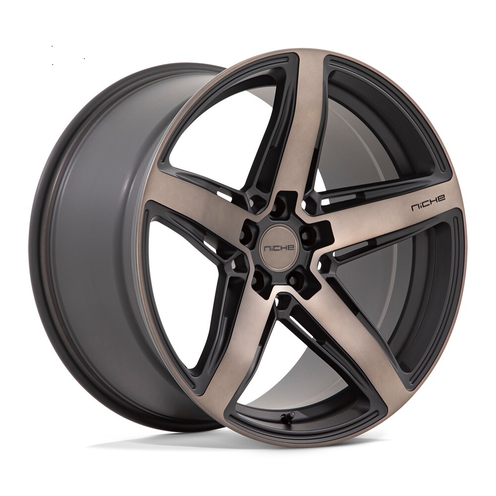 20x9 +25 Niche M271 Teramo 5x112 Matte Black W/ Dark Tint Face Wheels (Set of 4)