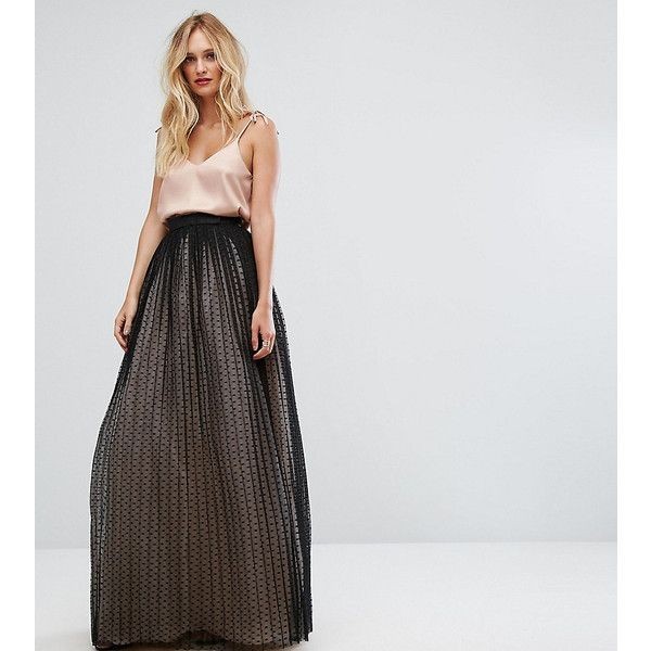 NWT Women's ASOS Tall Layered Tulle Black Maxi Skirt Size US 16 NEW