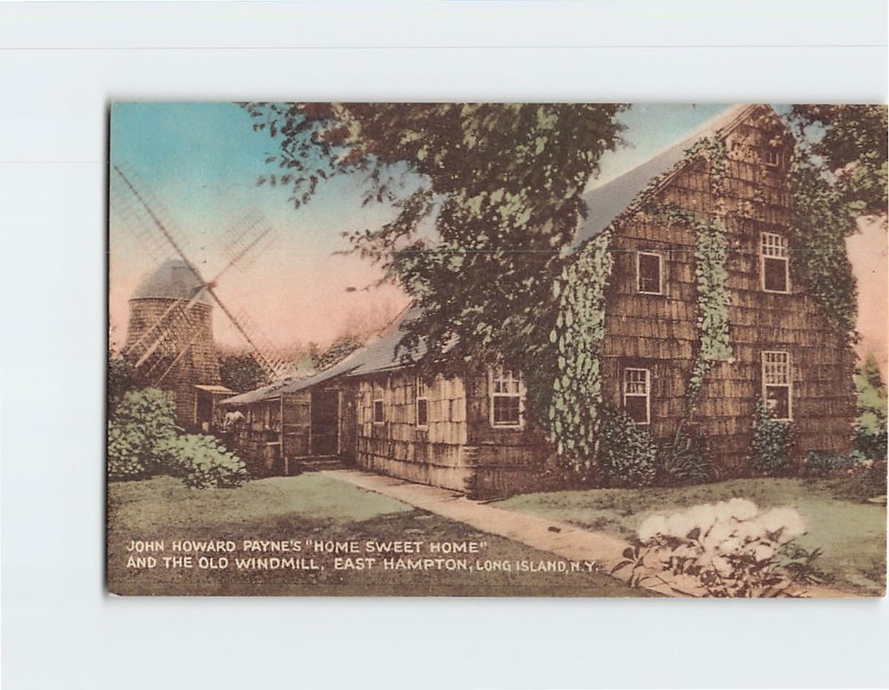 Postcard John Howard Payne's Home Windmill East Hampton Long Island New York USA