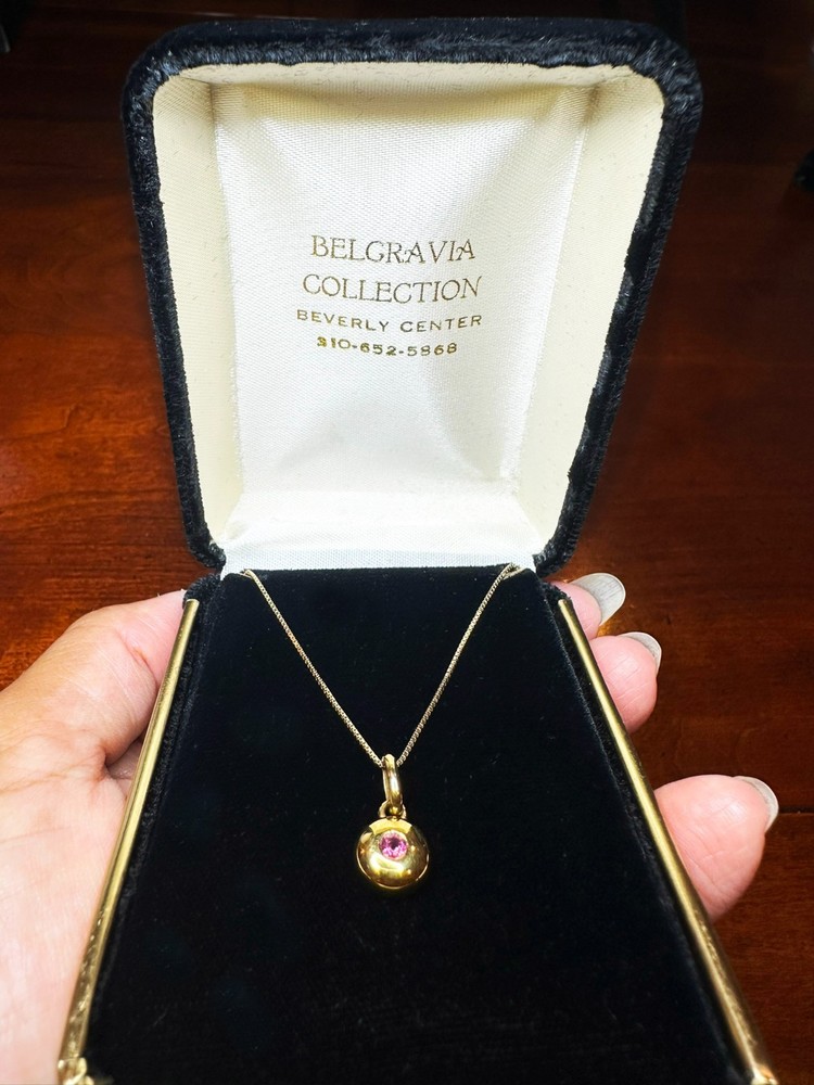 14K Yellow Gold Pink Gemstone Pendant with 16 Inch Chain | Belgravia Collection