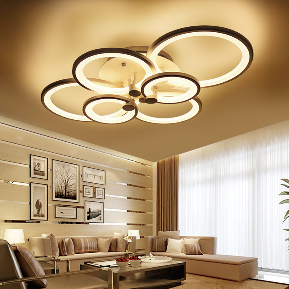 6-Head Stepless Dimming Acrylic LED Pendant Ceiling Light 72W with Remote