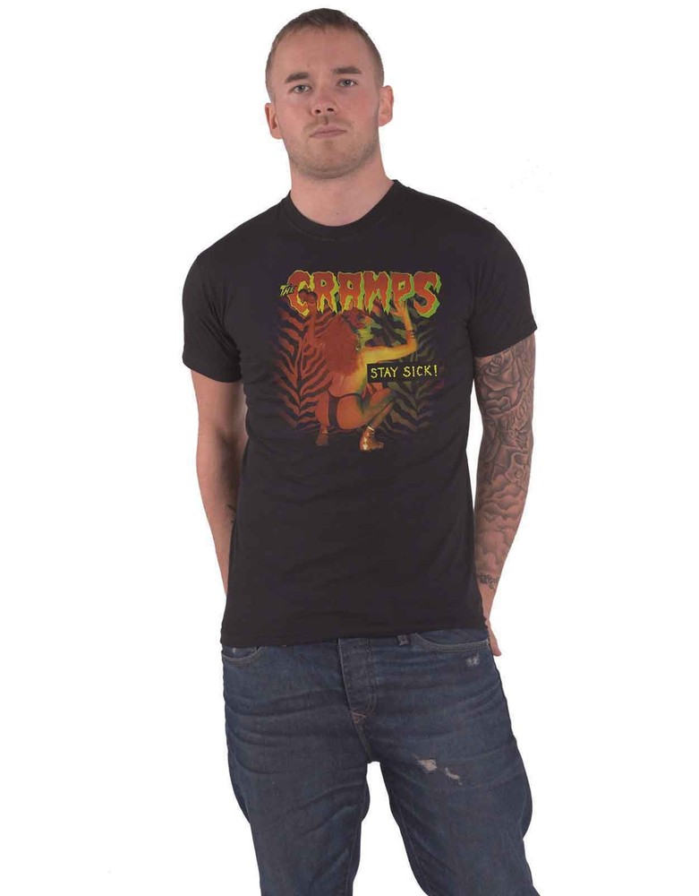 The Cramps T Shirt Stay Sick Band Logo new Official Mens Black