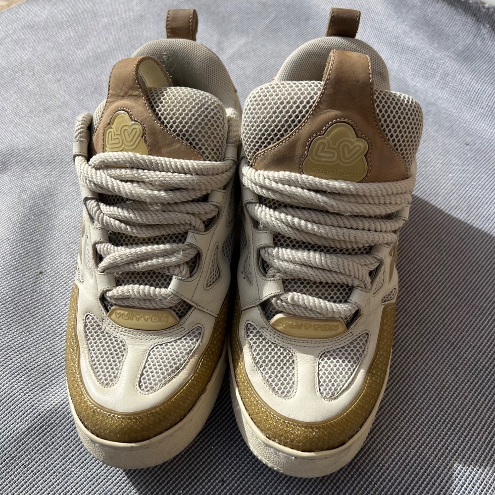 Louis Vuitton Lv Skate Sneakers Beige/White-Men's US 7 Pre Owned Authentic