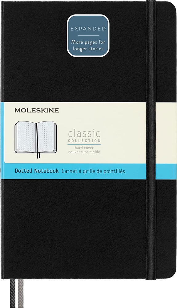 Moleskine Classic Large Expanded Dotted Notebook 5x8.25 Hardcover 400 Pages