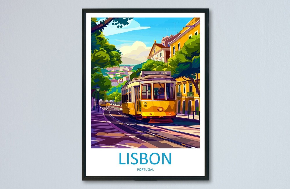 Lisbon Travel Print Wall Art Lisbon Wall Hanging Home Dcor Lisbon Gift Art