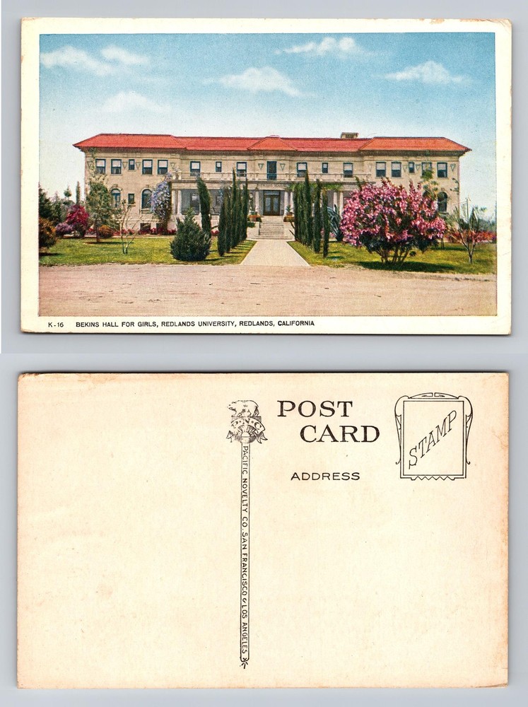 Redlands, CA-California Bekins Hall for Girls University Campus Vintage Postcard
