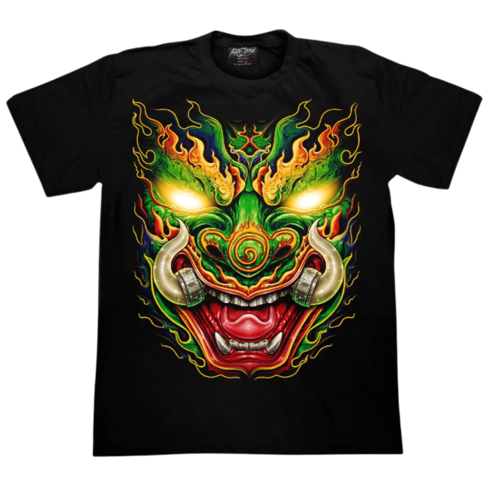 T-Shirt Giant Thai Fantasy Graphic Black Shirt 3D Glow In The Dark New Year Gift