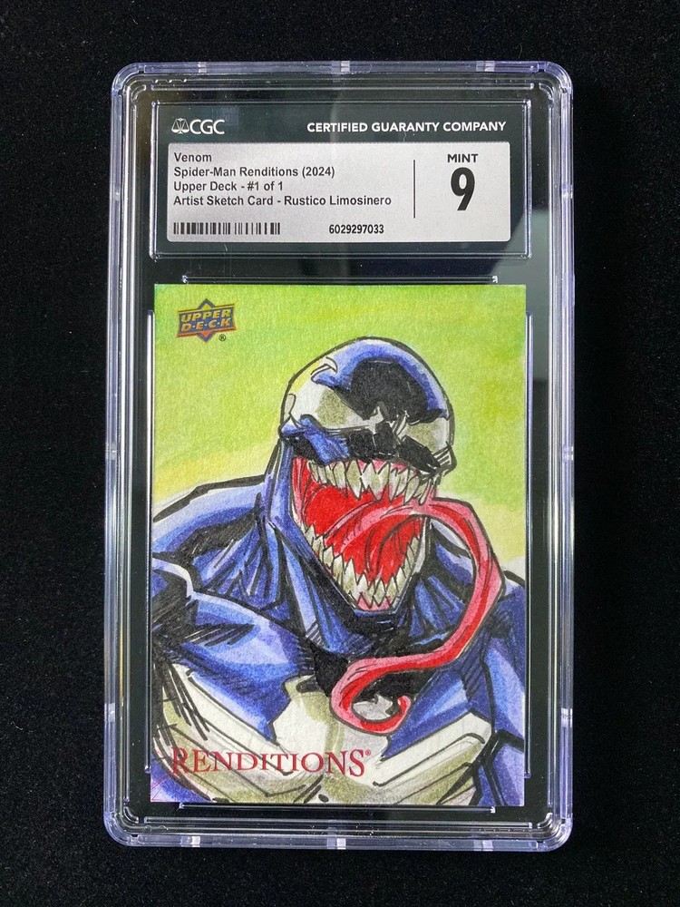 2024 UD Marvel Spider-Man Sketch Rustico Limosinero Venom Auto 1/1 CGC 9 GAV