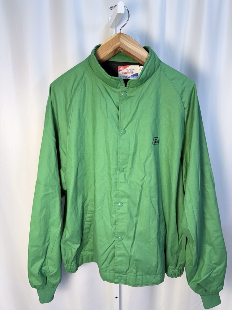 Vtg Pioneer Seed Jacket Mens 2XL/Tall Green Swingster Proud to be a Farmer Snap