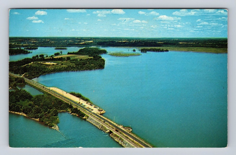 Linesville PA-Pennsylvania, Aerial of Spillway, Pymatuning Lake Vintage Postcard