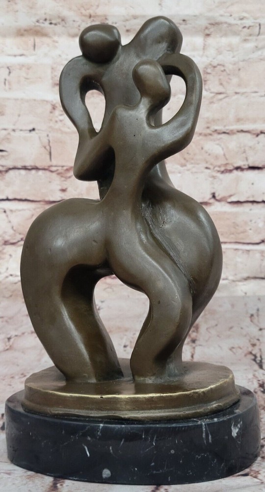 Bronze Abstract Dancer Couple Statue Modern Art Collectible Home Decor Signed Artwork