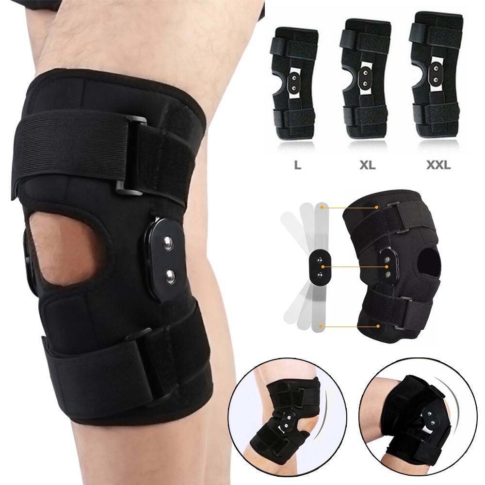 Knee Brace Hinged Compression Sleeve Joint Support Open Patella Stabilizer Wrap