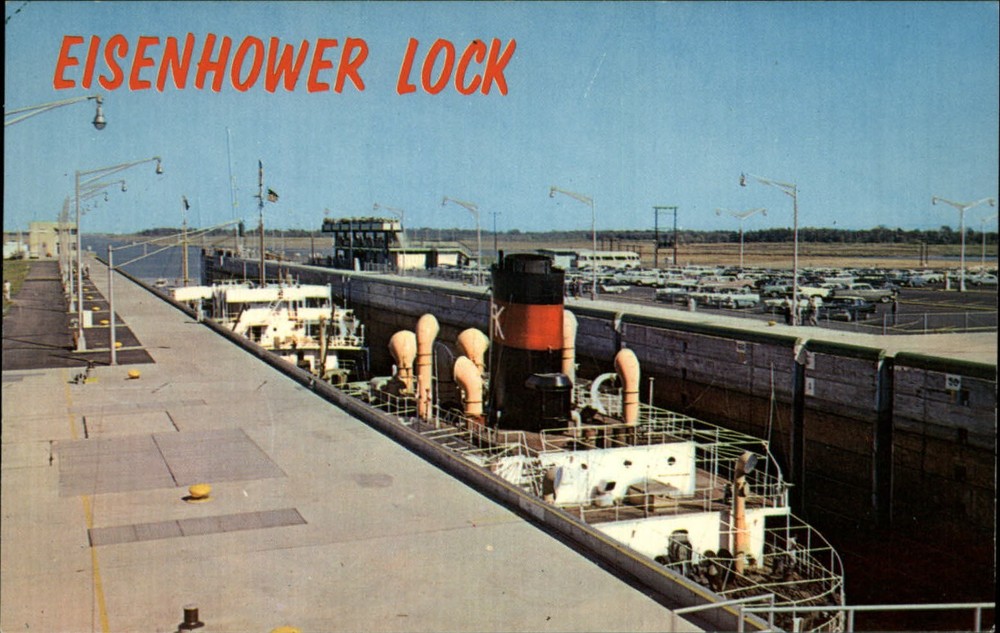 Downbound freighter ~ Eisenhower Lock St Lawrence Seaway Massena New York
