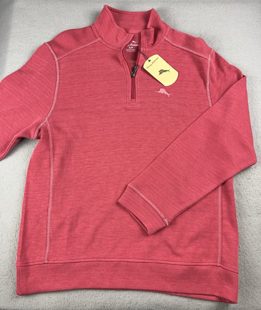 TOMMY BAHAMA Men's Half-Zip Sweater Pullover New Red Sail Size Small NWT