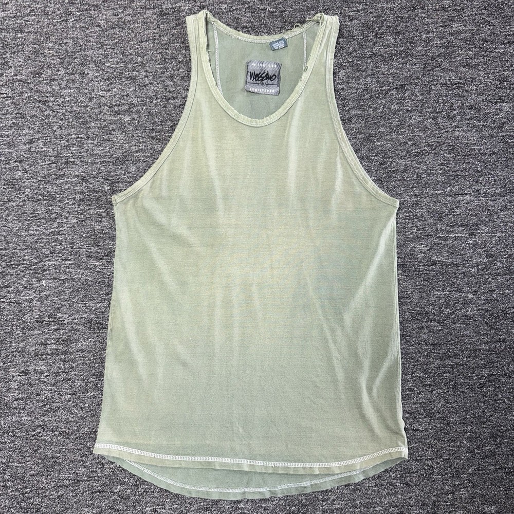Vintage 90s Y2K Mossimo Gradient Faded Thrashed Green Tank Top Shirt - Size M