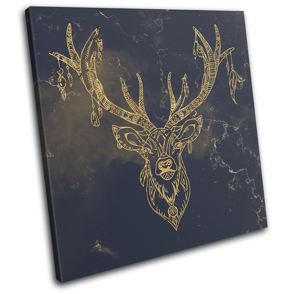 Boho Deer Stag Native Animals SINGLE CANVAS WALL ART Picture Print