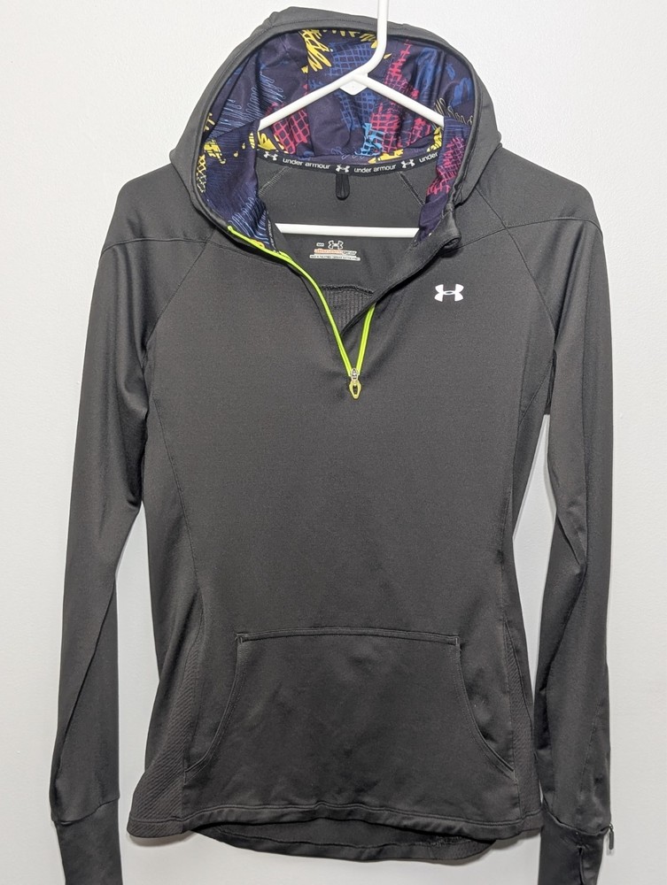 Z1 Under Armour 1/4 Zip Hoodie Pullover Shirt Womens Small All Seasons Gear Gray