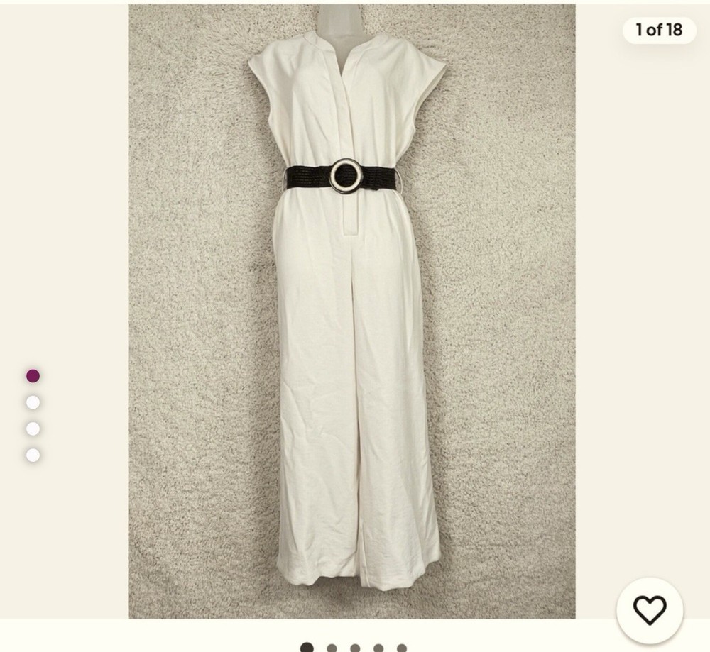 ZARA women’sIvory CREPE JUMPSUIT sz M runs big