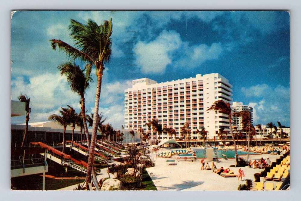 Miami Beach FL-Florida, Americana Hotel Advertising Vintage c1957 Postcard