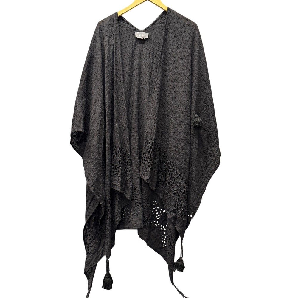 Anthropologie Eyelet Kimono Poncho Robe Womens ONE SIZE Boho Cotton Resort Top