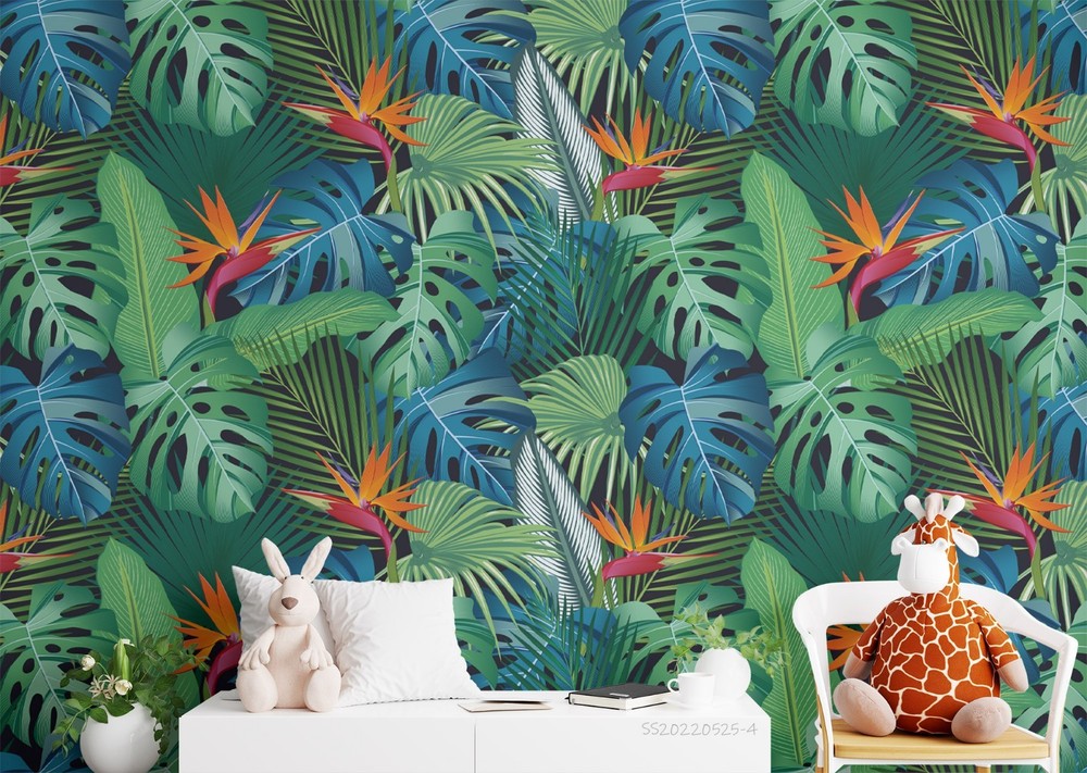 3D Tropical Plants Leaves Pattern Wall Murals Wallpaper Murals Wall Sticker