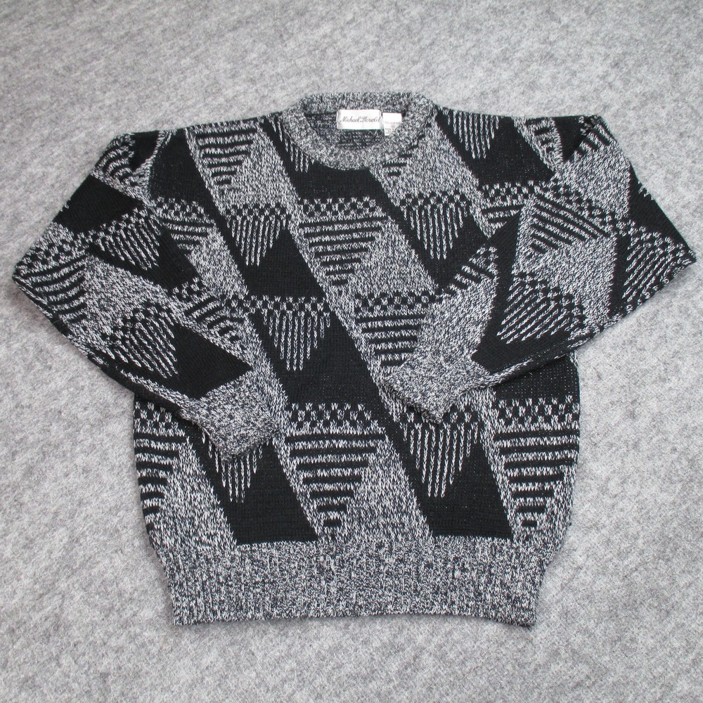 Vintage Michael Gerald Sweater Mens Medium Geometric Knit Pullover 90s