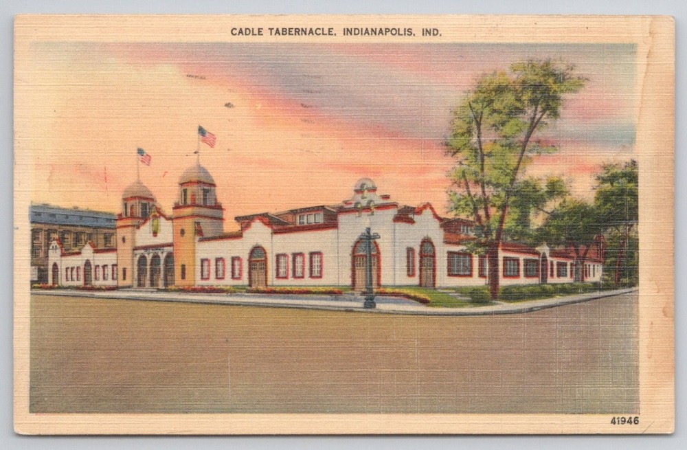 Cadle Tabernacle Indianapolis IN 1949 Linen Postcard Connersville Flood