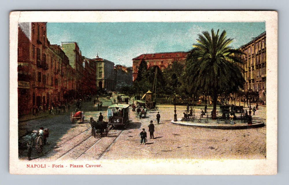 Italy- Naples Plaza Cavour Standard Souvenir Post Old View PC Vintage Postcard