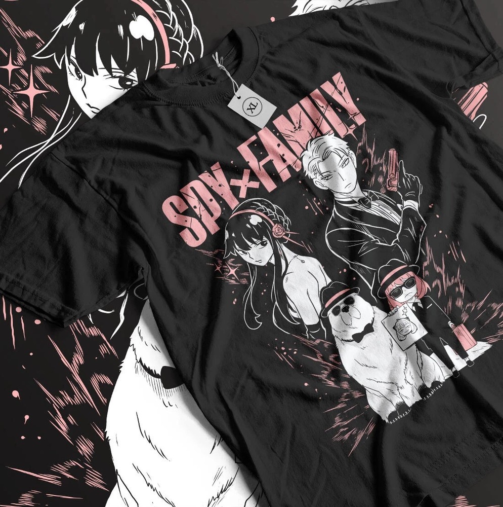 Spy X Family T-Shirt Loid Anya Bon Forger Unisex Manga Anime Gift Shirt Black