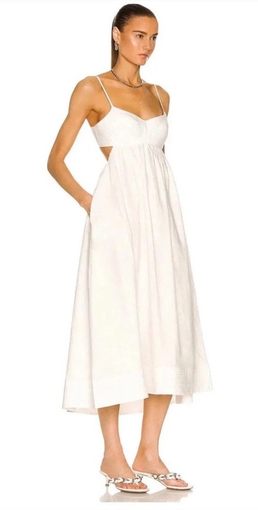Zimmerman White Linen Rosa Dress Size 1/ US Size 4/ 6.  Pre-Worn. Read Descript.