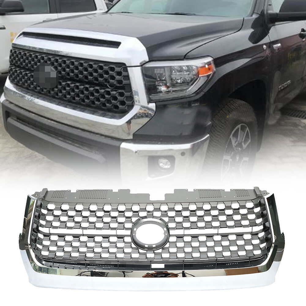 Front Bumper Grille Honeycomb Grill Silver Fits 2014-2022 Toyota Tundra