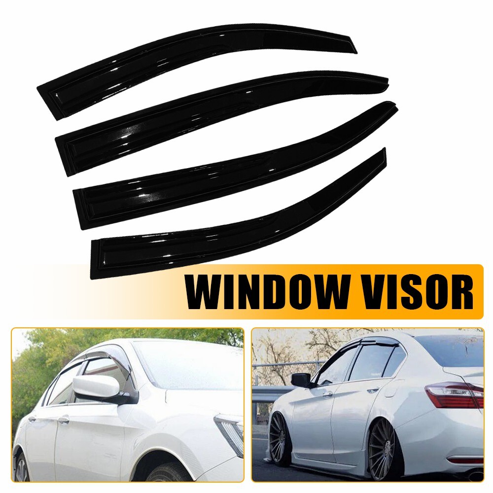 For 2013-2017 Honda Accord Sedan Window Visor Vent Rain Guards w/ Chrome Trim PU
