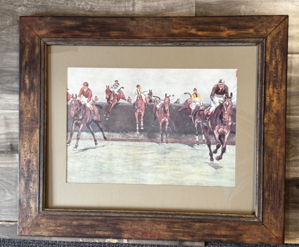 The Grand National, Valentines by Cecil Aldin Antique Wood Frame Numbered Print