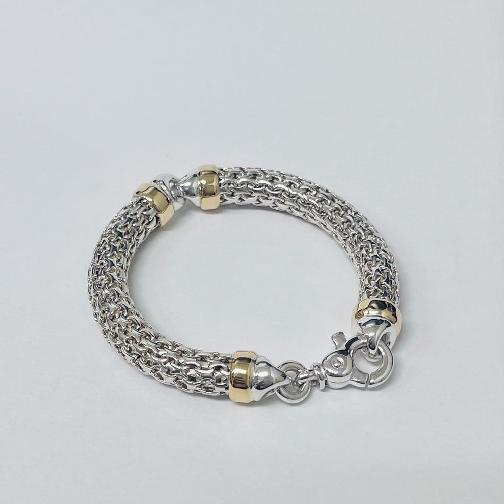 Tiffany-style rope mesh bracelet in 925/750 engraved silver pre-owned jewelry