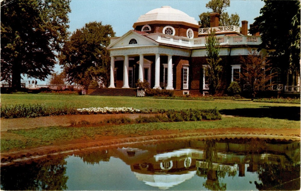 MONTICELLO, Thomas Jefferson, Charlottesville, Virginia, West Front, Postcard