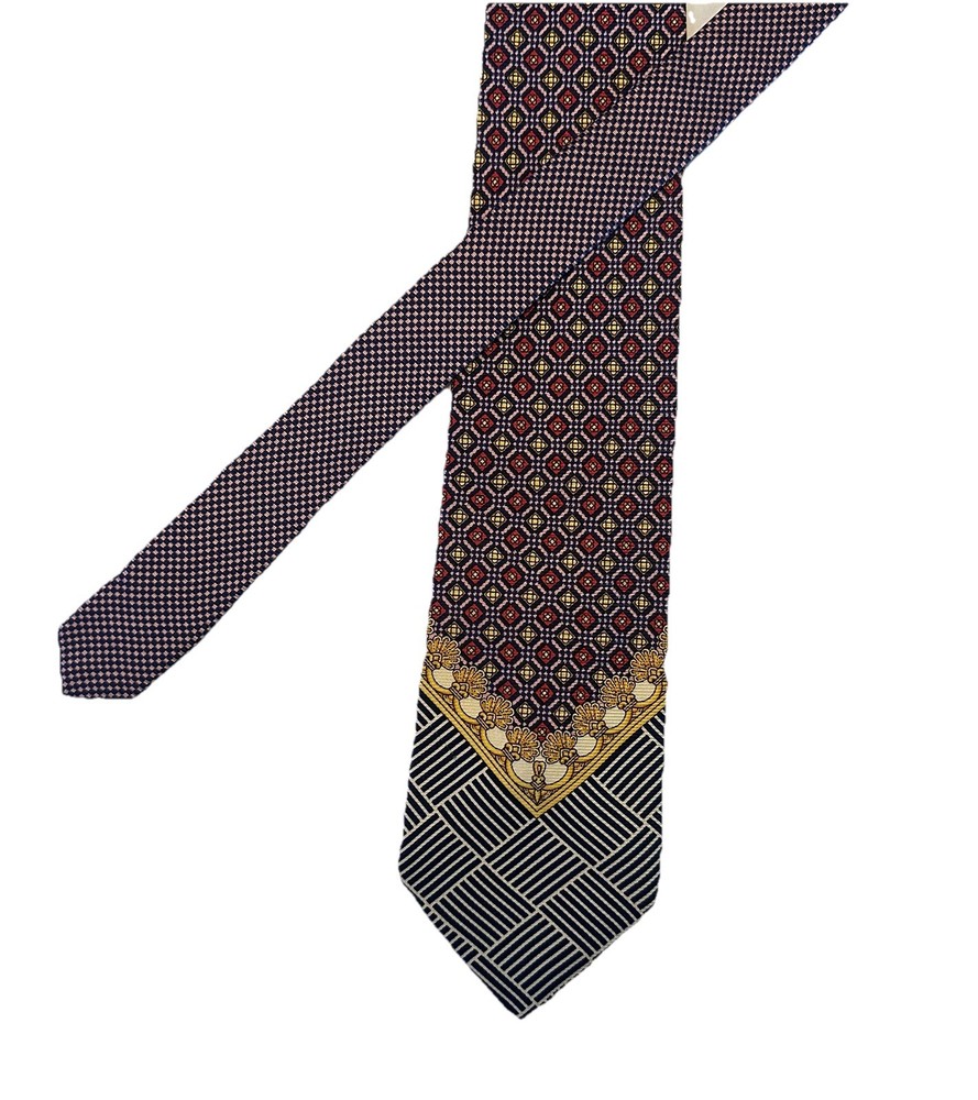 Vintage Gianni Versace 4” Silk Tie Baroque Geometric Made in Spain 90s