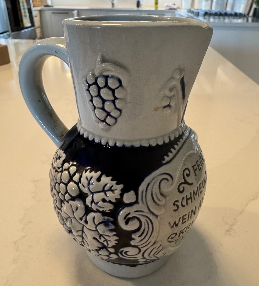 Vintage Marzi & Remy German salt-glazed stoneware Wine Pitcher