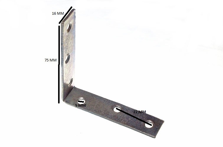 Corner Brace Angle Bracket 75mm X 19mm X 2mm 5mm Hole BZP Pack Of 200