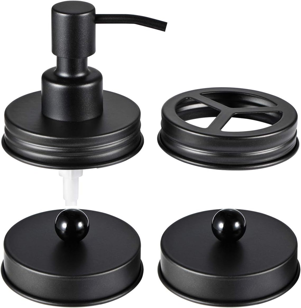 Mason Jar Bathroom Accessories Lids Set(4Pcs) - Jars Not Included - Soap Dispens