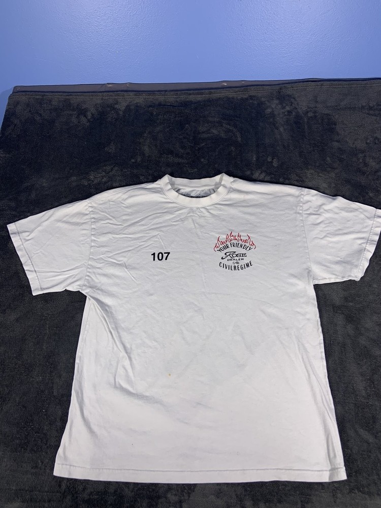 Civil Regime Your Friendly Rose Dealer T-Shirt White Graphic Tee Men's Large L