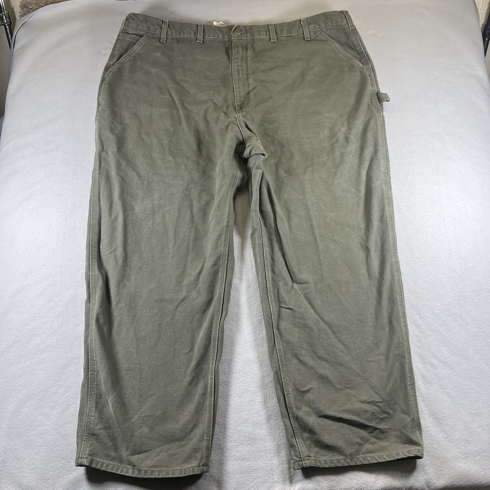 Carhartt B11 MOS Canvas Carpenter Green Work Dungaree Pants Size 48x30 (46x29)