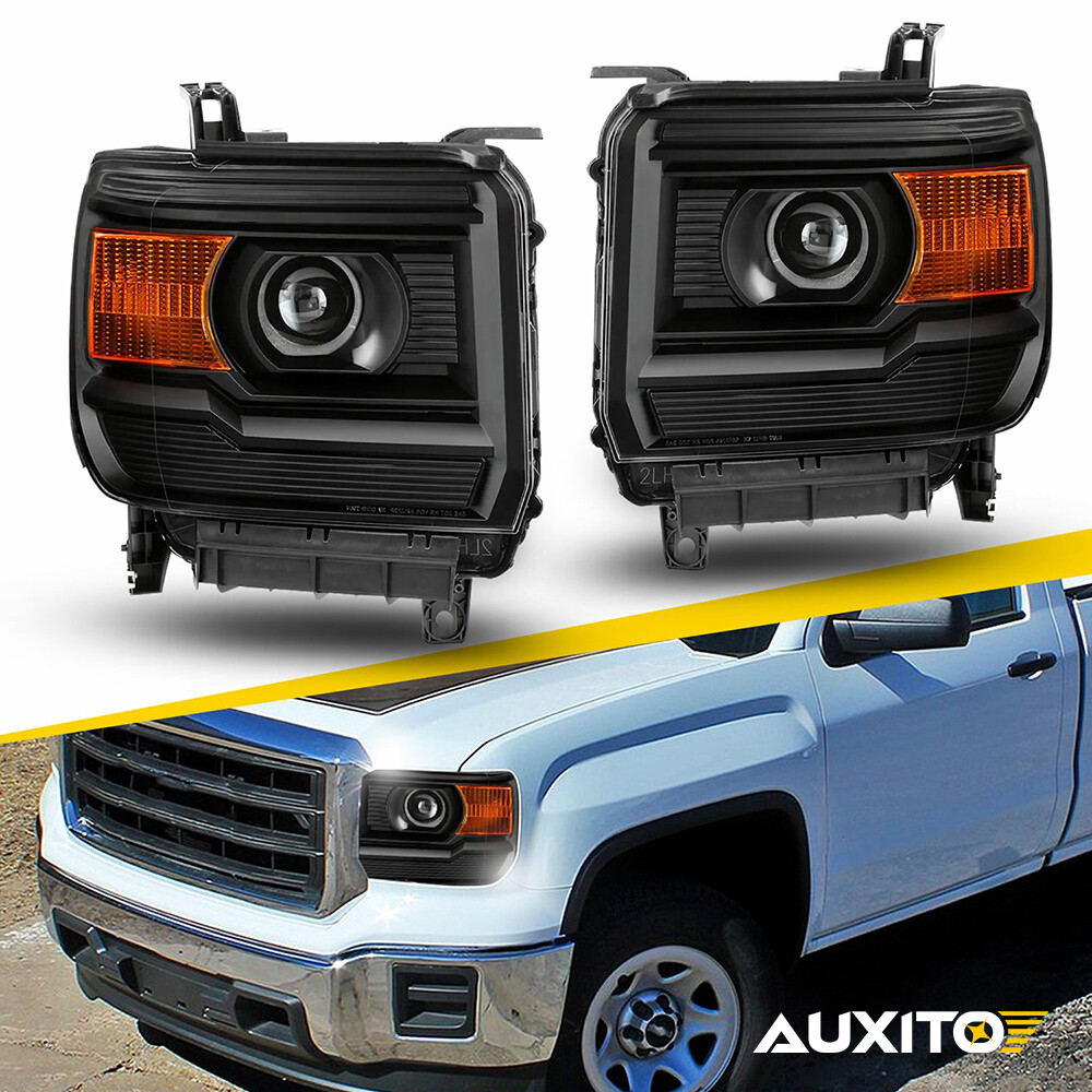Projector Headlights For 2014-2019 GMC Sierra 1500 2500HD 3500HD Left+Right Pair