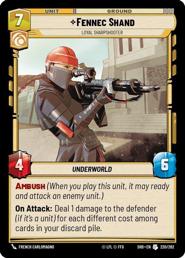 Star Wars Unlimited Fennec Shand (220/590) Shadows of the Galaxy NM
