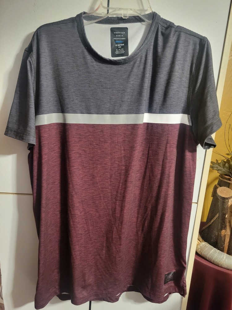 Mens Gray Xl American Eagle Active Flex Short Sleeve Shirt