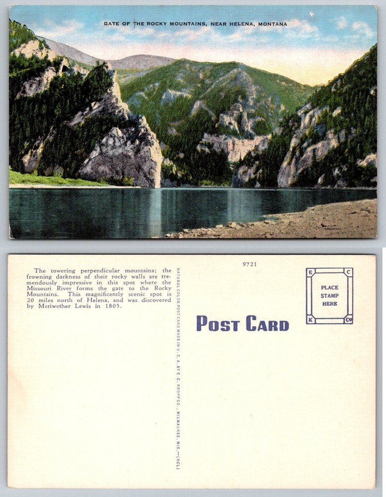 Gate of the Rocky Mountains Helena, Montana Vintage Postcard E. C. Kropp